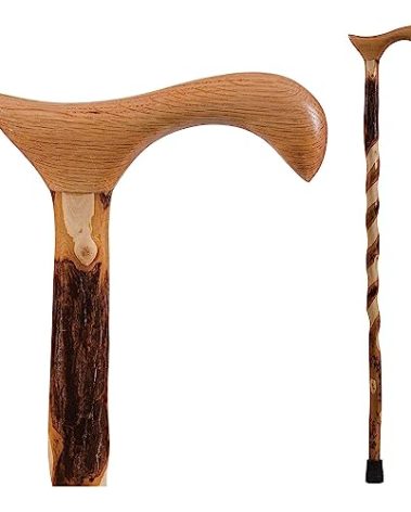 Brazos Rustic Wood Walking Cane, Twisted Hickory, Derby Style Handle, for Men & Women, Made in the USA, 34"