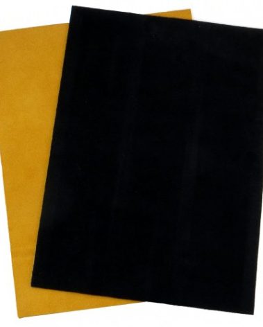 Premium quality suede sheets 8.5"x12" with super-strong self-adhesive backing. Ideal for making peel-and-stick (self-stick, stick-on) soles for dance shoes. [SUEDE-DIY-2pk-black-gold]
