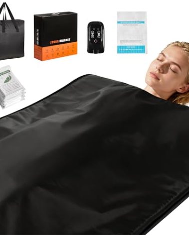 RRGFB Sauna Blanket Portable, Sauna Bag for Home Use Weight Loss and Detox, 86–158℉, 20–60 Min Timer, Waterproof & Foldable – Includes Remote Control & Carrying Bag (Black)