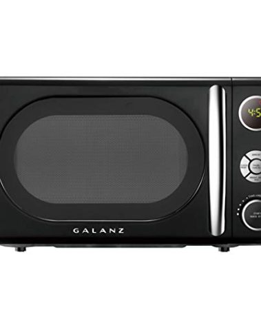 Galanz GLCMKA07BKR-07 Microwave Oven, LED Lighting, Pull Handle Design, Child Lock, Retro Black, 0.7 cu ft