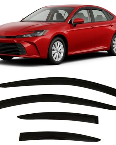 2025 2026 Tape-On Side Window Visor Deflectors for Toyota Camry LE SE XLE XSE Smoke Tinted Rain Guards
