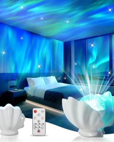 GLACIER GIFT Northern Lights Projector, Shell Night Light Built for Bedroom Nebula Lamp, Kids Dorm Decor, Cute Room Decor Aesthetic, Valentines Day Gifts