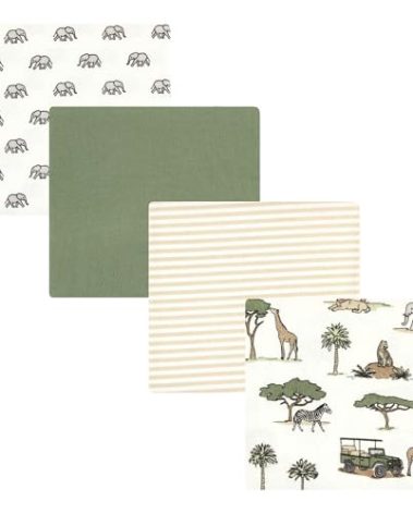 Hudson Baby Unisex Baby Cotton Flannel Receiving Blankets, Going On Safari, One Size