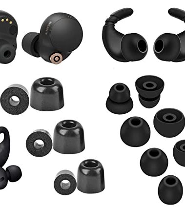 A-Focus [8 Pairs] WF-1000XM5 WF-1000XM4 Ear Hooks Tips 【 Memory Foam & Silicone 】 Soft Replacement Comfortable Earbud Tips Wingtip Compatible with Sony WF-C700N WF-C500, 23515H