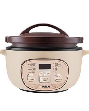 Tianji DSG-TZ30 Electric Clay Pot Slow Cooker for Claypot Rice and Casserole Porridge, Ceramic Casserole Cooking Pot with Unglazed Porcelain, Suitable for Stove, 3L