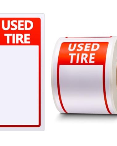Affrolling 300 Stickers Used Tire Label 6" x 2-3/4" Price Stickers Shop Inventory Tags for Wheels Red and White Adhesive Sticks Blank Space for Retail Price Tread Sizes