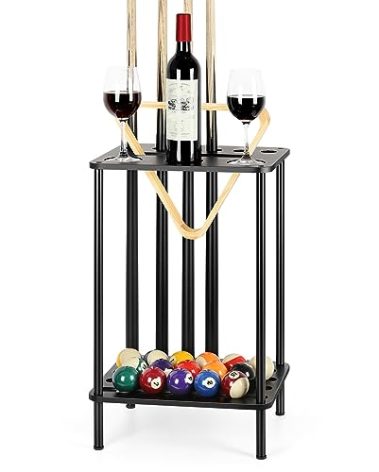 smusei Pool Stick Holder Pool Cue Holder Pool Cue Stick Rack Floor Stand Billiard Stick Holder Pool Table Accessories for Billiard Room Game Room Club Holds 6 Cues, Black