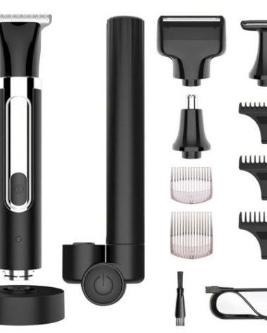 DoCatop Back Shaver for Men, 5-in-1 Electric Back Hair Removal Razor with Adjustable Extension Handle, Body Hair Trimmer Grooming Kit for Wet or Dry Shaving