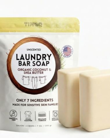Unscented Laundry Soap Bar - Natural Ingredients with Organic Coconut Oil for Sensitive Skin - 2Pcs