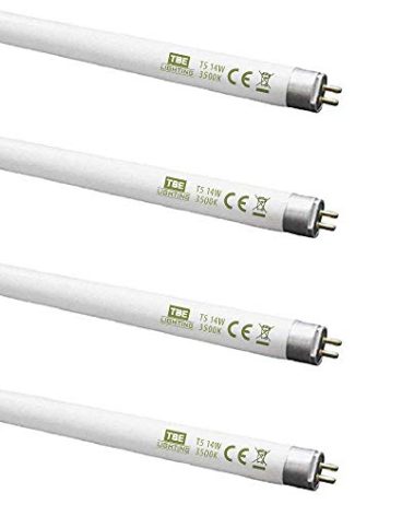 TBE LIGHTING 14w / 22 inch Soft White 3500K Tubes - F14T5/D Fluorescent Tube Lamps / 22''- CFL Bulbs - G5 2-Pin Base Fittings - T5 High Efficiency Lamps (4-Pack)