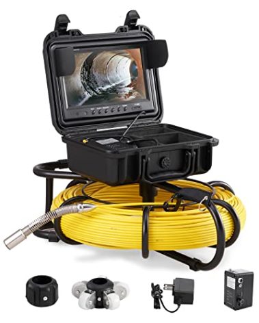 VEVOR Sewer Camera, 393 ft/120 m, 9" Screen Pipeline Inspection Camera with DVR Function, Waterproof IP68 Cameras w/12 Adjustable LEDs, w/ 16 GB SD Card, for Sewer Line, Home, Duct Drain Pipe Plumbing