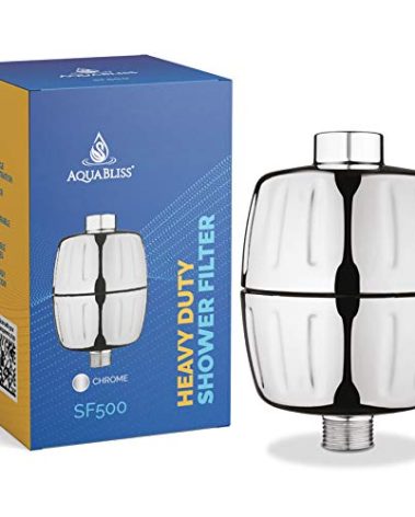 AquaBliss Heavy Duty Shower Filter – Latest Superior Advanced 30x Filtration - Universal Multi-Stage Shower Head Filter Reduces Chemicals, Chlorine & Odors - Chrome (SF500)