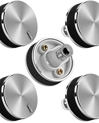 AMI PARTS WB03X24360 Knobs Fit for GE Cooktop Knob Range Stainless Steel, 5 PCS Hardware Handle Set, Easy to Install- Replace Stove knobs WB03X24360, WB03T10259, 4179424, AP5980302, PS11700818