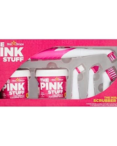 Stardrops - The Pink Stuff - The Miracle Scrubber Kit - 2 Tubs of The Miracle Cleaning Paste With Electric Scrubber Tool and 4 Cleaning Brush Heads, 6 Piece Set