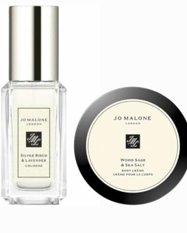 Jo Malone Silver Birch & Lavender Cologne and Body Cream Women Perfume .3 fl oz / 9mL Holiday Set Travel Size