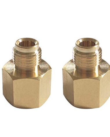 MENSI 1/4" Female Pipe NPT x 1/4" Inverted Male Flare（7/16-24UNF） Brass Convert Adapter Fitting Components For RV Propane Pigtail Hose Pack of 2