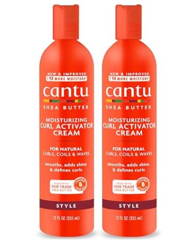 Cantu Moisturizing Curl Activator Cream for Natural Hair with Pure Shea Butter, 12 fl oz (Pack of 2)