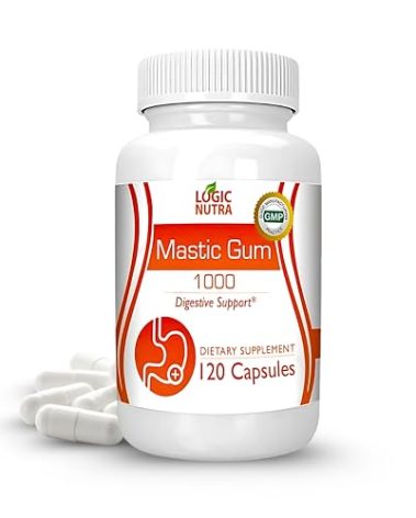 Logic Nutra Premium Mastic Gum Capsules - Natural Gastrointestinal Support Supplement, 1000mg Per Serving - 120 Capsules (1 Bottle)