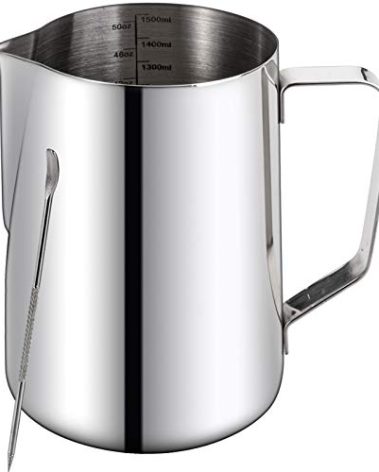 Nicunom Milk Frothing Pitcher 50oz, 304 Stainless Steel Milk Frother Cup 1500ml Steaming Pitchers with Art Pen, Espresso Cappuccino Latte Art Barista Coffee Accessories