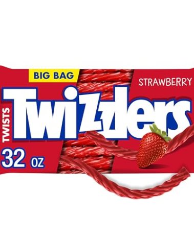 TWIZZLERS Twists Strawberry Flavored Licorice Style, Chewy Candy Big Bag, 32 oz