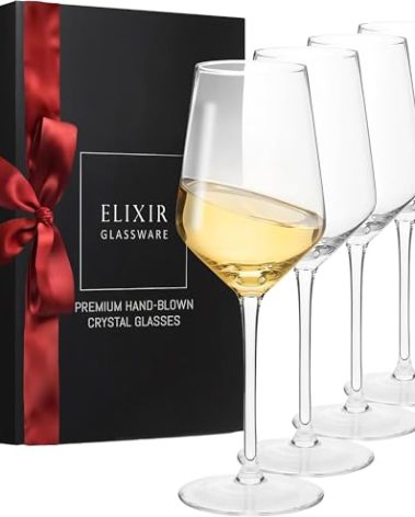 ELIXIR GLASSWARE Wine Glasses Set of 4-13 oz - Red, White Wine Glasses, Hand Blown Crystal - Long Stem Glasses - Housewarming Gifts for Women and Men, Wine Gifts