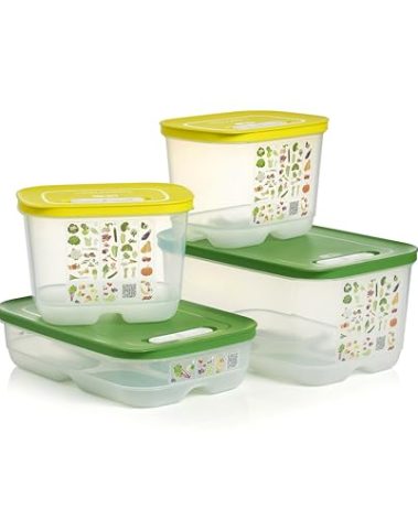 Tupperware Fridgesmart 4 Piece Food Storage Container Set, Dishwasher Safe and BPA Free (4 Containers, 4 Lids)