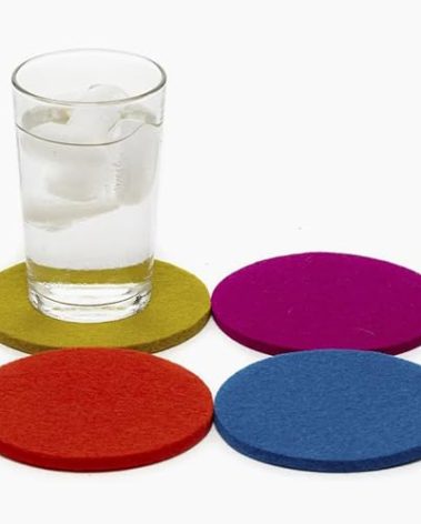 Graf Lantz - Bierfilzl Merino Wool Round Coasters Set of 4 - Electric (4" Circles) - Absorbs 30% of Weight - German Wool - Heat Resistant, Sustainable, & Reusable - Home Decor & Coffee Table Decor