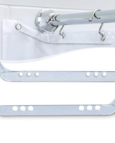 SlipX Solutions No Mess Splash Guard for Shower & Bathtub Curtain Liners | Bath Accessories to Keep Water Where It Belongs for A Non-Slip Bathroom Floor | Adhesive Free, Easy to Attach | 2 Per Pack