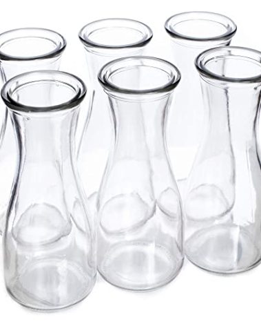 12 oz (350 ml) Glass Carafe Beverage Bottles, 6-pack - Water Pitchers, Wine Decanters, Mixed Drinks, Mimosas, Centerpieces, Arts & Crafts - Restaurant, Catering, Party, & Home Kitchen Supplies