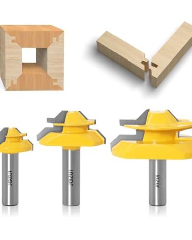 45 Degree Lock Miter Router Bit 3Pcs Sets 1/2 Inch Shank.Woodworking Tools Joint Router Bits，Wood Milling Cutter Glue Joint Tools Set (1/2inch Shank, 3 Bit Set)