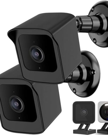 PEF Mount for All-New Wyze Cam V4/Cam V3, Weatherproof Protective Cover and 360 Degree Adjustable Wall Mount Solid Housing for Wyze V4 and V3 Outdoor Indoor Smart Home Camera System (Black, 2 Pack)