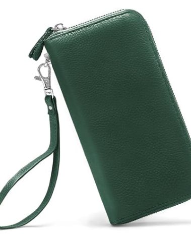 Moflycom Womens Wallet RFID Blocking Genuine Leather Zip Around Wallet Clutch Wristlet Travel Long Purse for Women