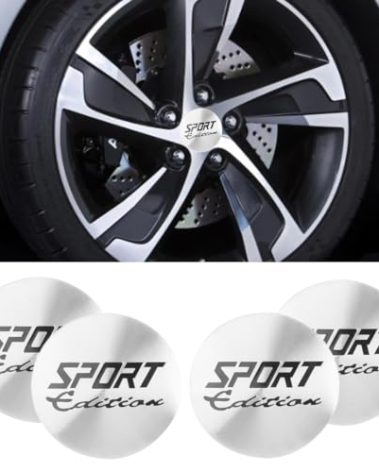 4PCS American Flag Wheel Hub Center Caps Stickers, 56mm 2.23in Center Caps for Rims, Wheel Center Caps, Waterproof & Rustproof Automotive Exterior Accessories Decals for Car Truck SUV (Sport Silver)