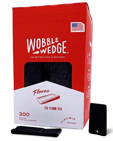 Wobble Wedges Flexible Plastic Shims - Leveling Shims for Home Improvement, Furniture Levelers, Table, and Toilet for Leveling - Made in USA Plastic Wedges Shim for Appliances (Black, 300-Pack)