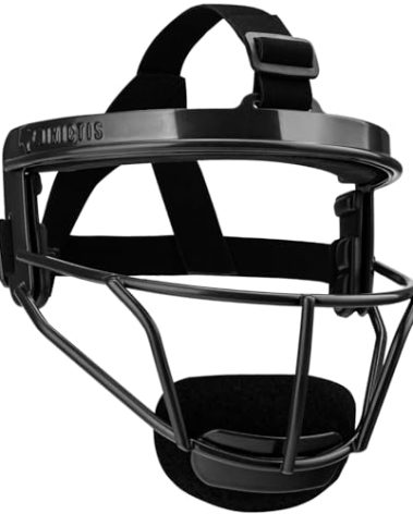Dinictis Softball Face Mask, Lightweight, Comfortable, with Wide Field Vision, Durable and Safe Face Guards, Premium Protective Softball Fielder's Mask-Black-Adult(L)