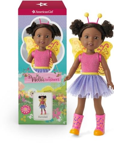 American Girl WellieWishers 14.5-inch Kendall Doll with Pink Leotard, Mesh Skirt, Headband, and Boots, For Ages 4+