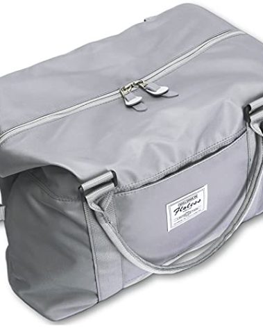 Womens travel bags, weekender carry on for women, sports Gym Bag, workout duffel bag, overnight shoulder Bag fit 15.6 inch Laptop (Large, Grey)