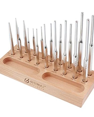 BESTNULE Punch Set, Roll Pin Punch Set, Punch Tools, Made of Solid Material Including Steel Center Punch and Nail Punch with Beech Block, Ideal for Machinery Maintenance