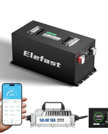 Mini 48V Lithium Battery Golf Cart,100AH Lifepo4 Battery with LCD Touch Monitor and 18A Charger,Peak current 1000A and Built-in 200A BMS,Up to 8000 Deep Cycle,Perfect for Golf Carts