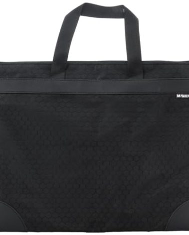 M&G 12x15 in Large Zipper Pouch with Handle, A4 Foldable Lightweight Waterproof Oxford Document Storage Bag, File Organizer for Office Travel Books Papers Filing Folder – 1 Pack (Black)