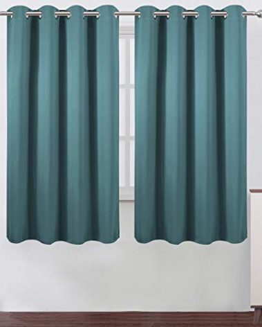 LEMOMO Sea Teal Blackout Curtains 66 x 63 Inch Length/Set of 2 Curtain Panels/Thermal Insulated Room Darkening Blackout Curtains for Bedroom