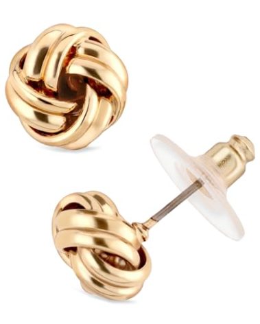 Anne Klein Women's Pierced Earrings Knot Stud, Gold, One Size