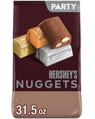 HERSHEY'S NUGGETS Assorted Chocolate Candy Party Bag, Great Stocking Stuffer and Holiday Candy, 31.5 oz