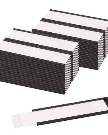 LLPT Magnetic Label Holder 4" x 1.2" 50 Packs C Channel 300g White Paper Cards Protective Film Strong Removable for Shelf White Board Toolbox Metal Wall Cabinet Drawer(MH3150)