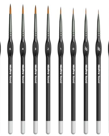 Nicpro Miniature Paint Brushes - 10PCS Model Paint Brush Set for Acrylic Oil Watercolor, Micro Detail Paint Brushes for Model, Miniature, Art Painting, Fine Detailing, Paint by Numbers, Craft