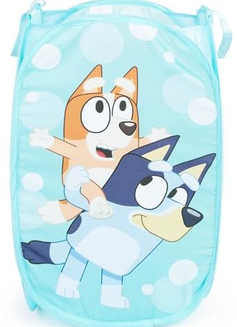 Jay Franco Bluey & Bingo Pop Up Hamper - Mesh Laundry Basket/Bag with Durable Handles - Storage for Clothes or Toys