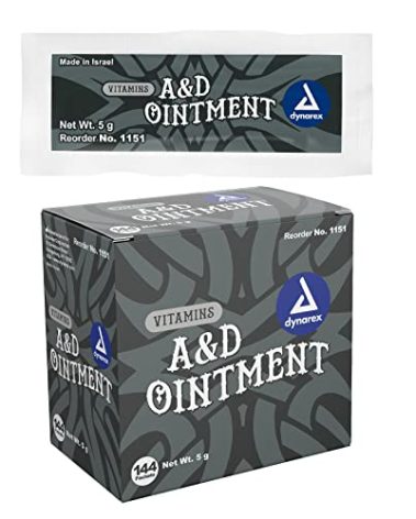 Dynarex Vitamins A&D Ointment Without Lanolin - Vitamin A and D Ointment Protectant For Minor Cuts, Burns, Diaper Rash & Dry Skin - 1 Box - 144 Packets/Box - 5g Packets (Packaging May Differ)