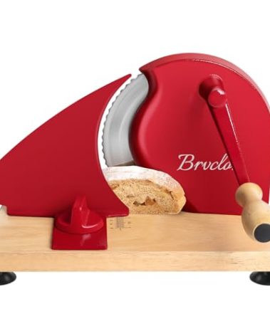 Manual Bread Slicer for Homemade Sourdough Bread, Adjustable Thickness&Evenly Slicing, Hand Crank Bread Slicer with Scale Line and Suction Cup, Serrated Blade Design, Patent