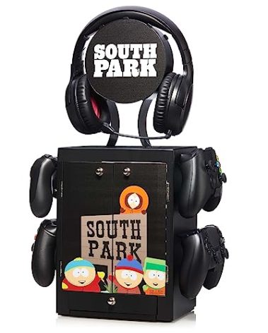 Numskull Official South Park Gaming Accessory Locker & Storage Stand – Holds 10 Games/DVDs, 4 Controllers, Headset, and Accessories – Durable & Compact Organizer – Official South Park Merchandise