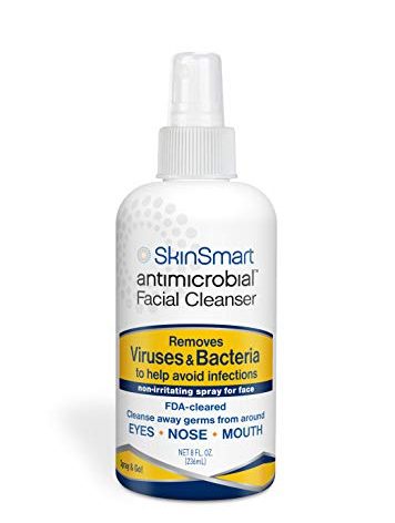 SkinSmart Antimicrobial Facial Cleanser Spray to Remove Viruses and Bacteria Around Eyes, Nose and Mouth, Fight Maskne, 8 oz Spray Non-Irritating Hypochlorous Acid